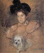 The girl holding the dog, Mary Cassatt